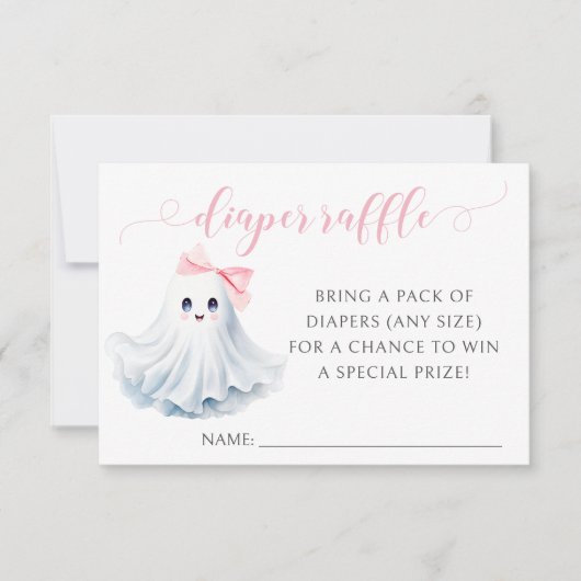 Roze Little Boo Bow Baby shower Luier Raffle Kaart (Voorkant)