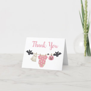 Roze Little Boo Clothesline Baby shower Bedankkaart