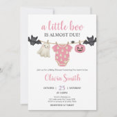 Roze Little Boo Clothesline Baby shower Kaart (Voorkant)