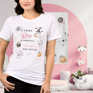 Roze Little Boo Dames Baby Shower Pompoenen  Tri-Blend Shirt