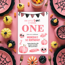 Roze Little Boo Een Meisje Halloween 1e Verjaardag