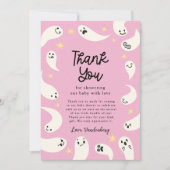 Roze Little Boo Halloween Baby shower Bedankkaart (Voorkant)