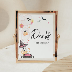 Roze Little Boo Halloween Baby shower Drinken Poster