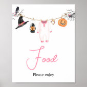 Roze Little Boo Halloween Baby shower Eten Poster (Voorkant)