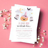 Roze Little Boo Halloween Baby shower Invitation Kaart