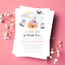 Roze Little Boo Halloween Baby shower Invitation
