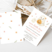 Roze Little Boo Halloween Baby shower Kaart