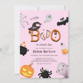 Roze Little Boo Halloween Baby shower Kaart (Voorkant)