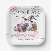 Roze Little Boo Halloween Baby shower Papieren Bordje (Voorkant)