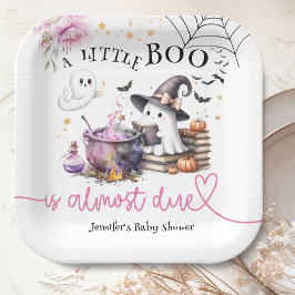 Roze Little Boo Halloween Baby shower Papieren Bordje