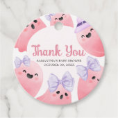 Roze Little Boo Halloween Baby shower Rond Bedankjes Labels (Voorkant)