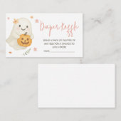 Roze Little Boo Halloween BabyShower Luier Raffle Informatiekaartje (Voorkant / Achterkant)