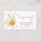 Roze Little Boo Halloween BabyShower Luier Raffle Informatiekaartje (Voorkant)