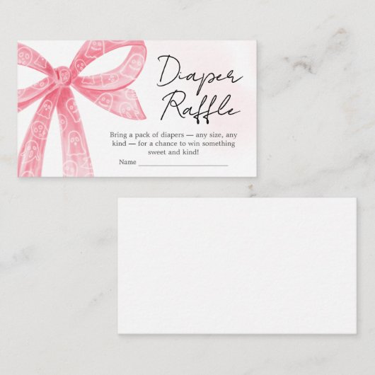 Roze Little Boo Halloween BabyShower Luier Raffle Informatiekaartje (Voorkant / Achterkant)