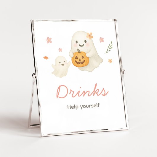 Roze Little Boo Halloween Dranken Bord Poster