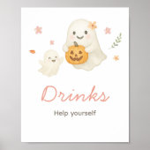 Roze Little Boo Halloween Dranken Bord Poster (Voorkant)
