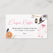 Roze Little Boo Halloween Luier Raffle Informatiekaartje (Voorkant)