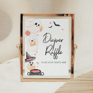 Roze Little Boo Halloween Luier Raffle Poster