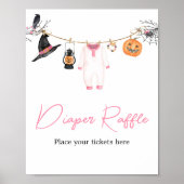 Roze Little Boo Halloween Luier Raffle Poster (Voorkant)