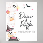 Roze Little Boo Halloween Luier Raffle Poster (Voorkant)