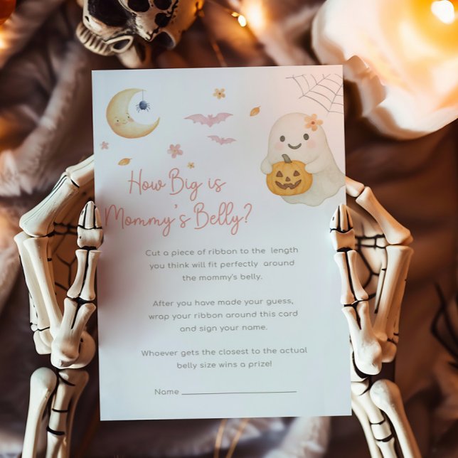 Roze Little Boo Hoe Groot Is Mama's Buik Spel (Girl Halloween Baby Shower How Big Is Mommy's Belly Game)
