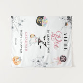 Roze Little Boo Schattige Ghost Baby shower Achter Wandkleed (Voorkant (horizontaal))