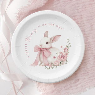 Roze Little Bunny Baby Shower Papieren Bordje