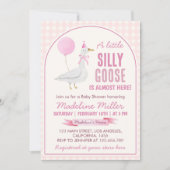 Roze Little Gekke Goose Balloon Baby shower Kaart (Voorkant)