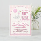Roze Little Gekke Goose Balloon Baby shower Kaart (Staand voorkant)