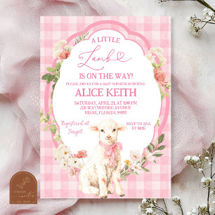 Roze Little Lamb Cottage Meisje Baby Borrel Kaart
