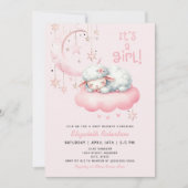 Roze Little Lamb Meisje Baby shower Kaart (Voorkant)