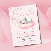 Roze Little Lamb Meisje Baby shower Kaart