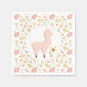 Roze Little Llama Paper Napkin Servet