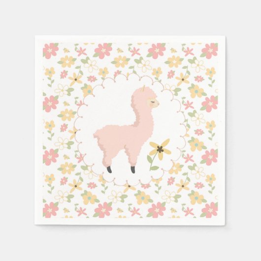 Roze Little Llama Papier servet (Voorkant)