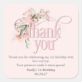 Roze Little MIss Onederful Meisje 1e Verjaardag da Vierkante Sticker (Voorkant)