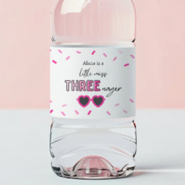 Roze Little Miss Threenager Waterflesetiketten Waterfles Etiket