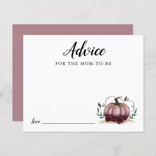 Roze Little Pumpkin Baby shower Advice Kaart (Voorkant / Achterkant)
