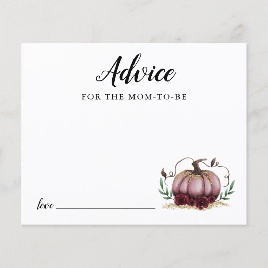 Roze Little Pumpkin Baby shower Advice Kaart (Voorkant)