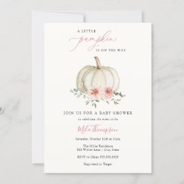 Roze Little Pumpkin Girl Baby shower Invitation Kaart