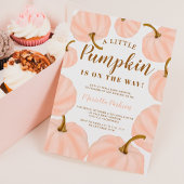 Roze Little pumpkin herfst script baby shower Kaart