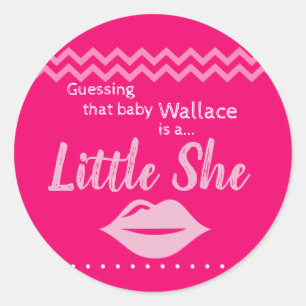 Roze 'Little she' Gender onthulling Ronde Sticker