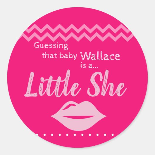 Roze 'Little she' Gender onthulling Ronde Sticker (Voorkant)
