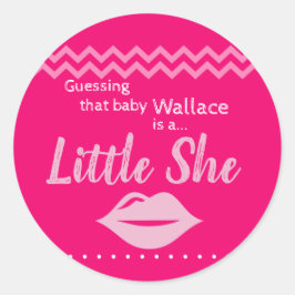 Roze 'Little she' Gender onthulling Ronde Sticker