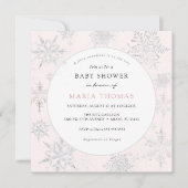 Roze Little Snowflake Baby shower Invitation Kaart (Voorkant)