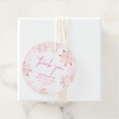 Roze Little Snowflake Girl Baby shower Bedankjes Labels (In situ)
