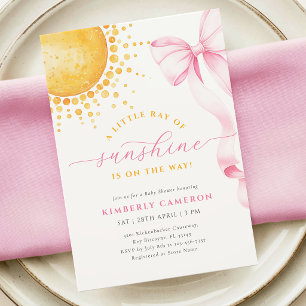 Roze Little Sunshine Baby Shower Uitnodiging