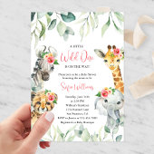 Roze Little Wild One Safari Baby shower Uitnodigin Kaart