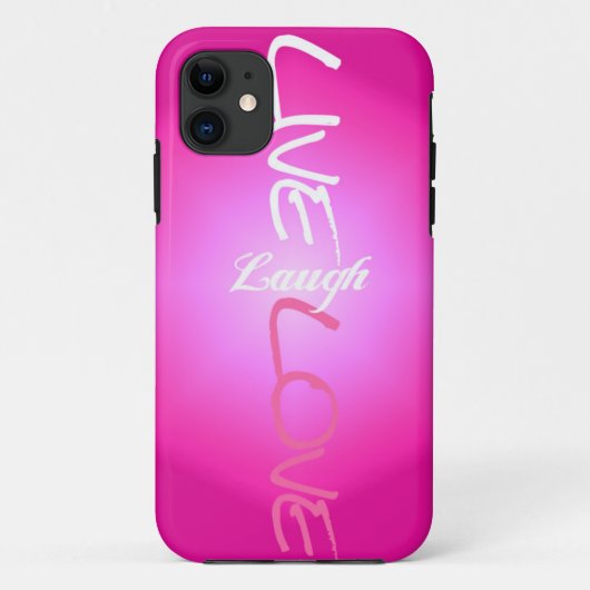 Roze Live Laugh Love iPhone Case (Achterkant)