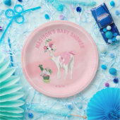 Roze Llama Alpaca Girls Baby shower Papieren Bordje (Feest)