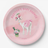 Roze Llama Alpaca Girls Baby shower Papieren Bordje (Voorkant)